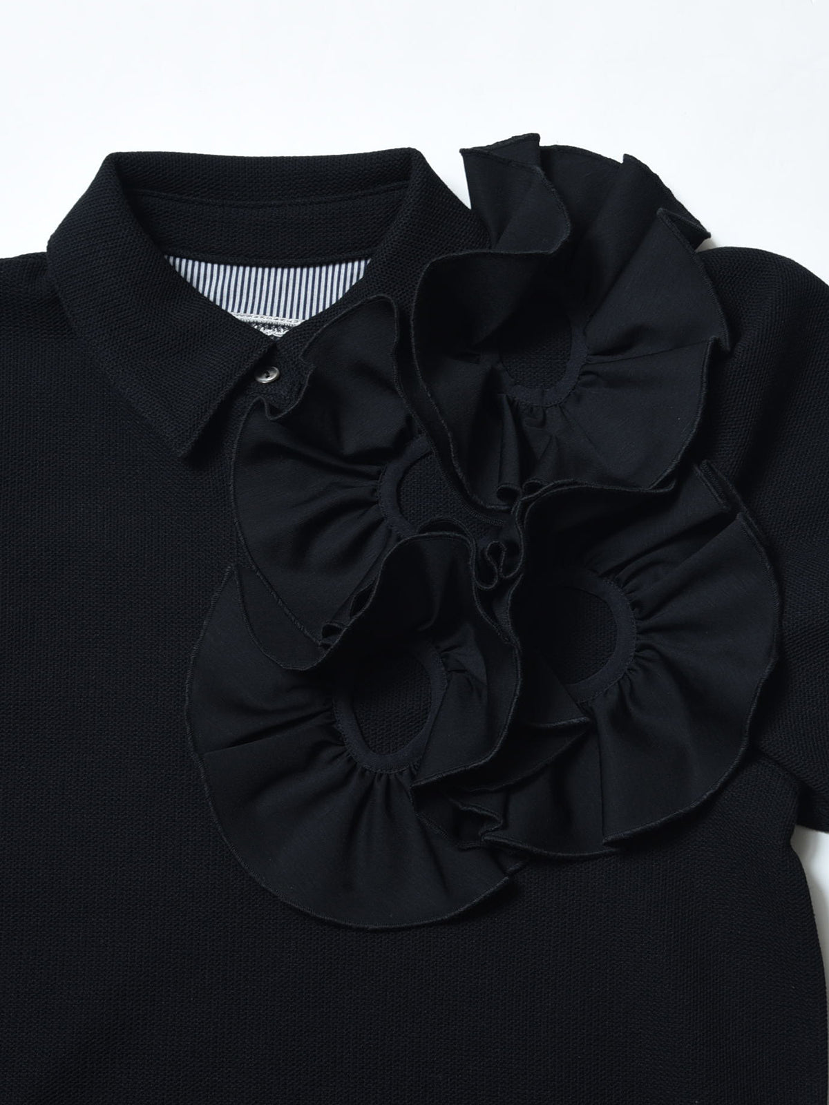 フラワーコサージュ ポロシャツ