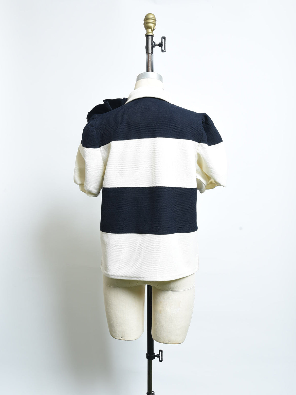 フラワーコサージュ ボーダーポロシャツ