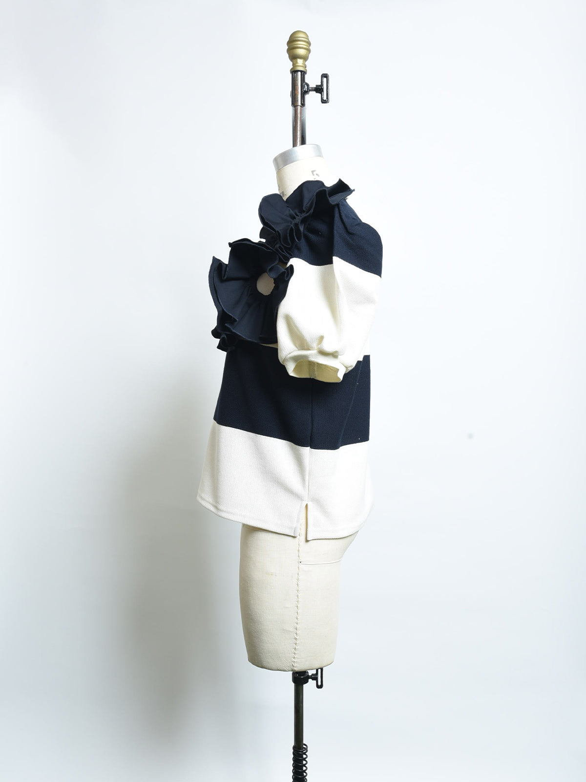 フラワーコサージュ ボーダーポロシャツ