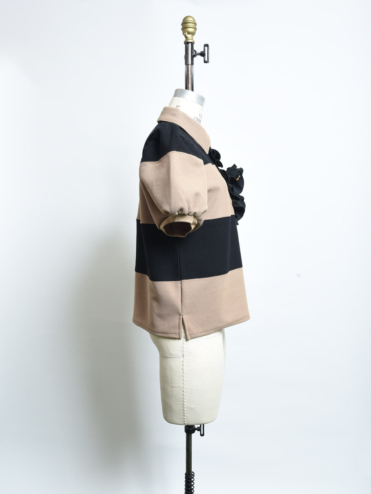 フラワーコサージュ ボーダーポロシャツ