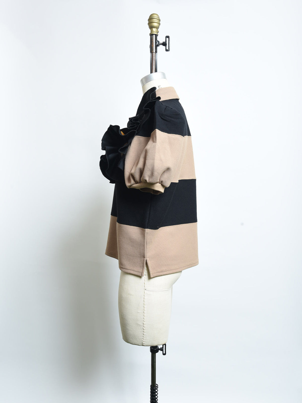 フラワーコサージュ ボーダーポロシャツ